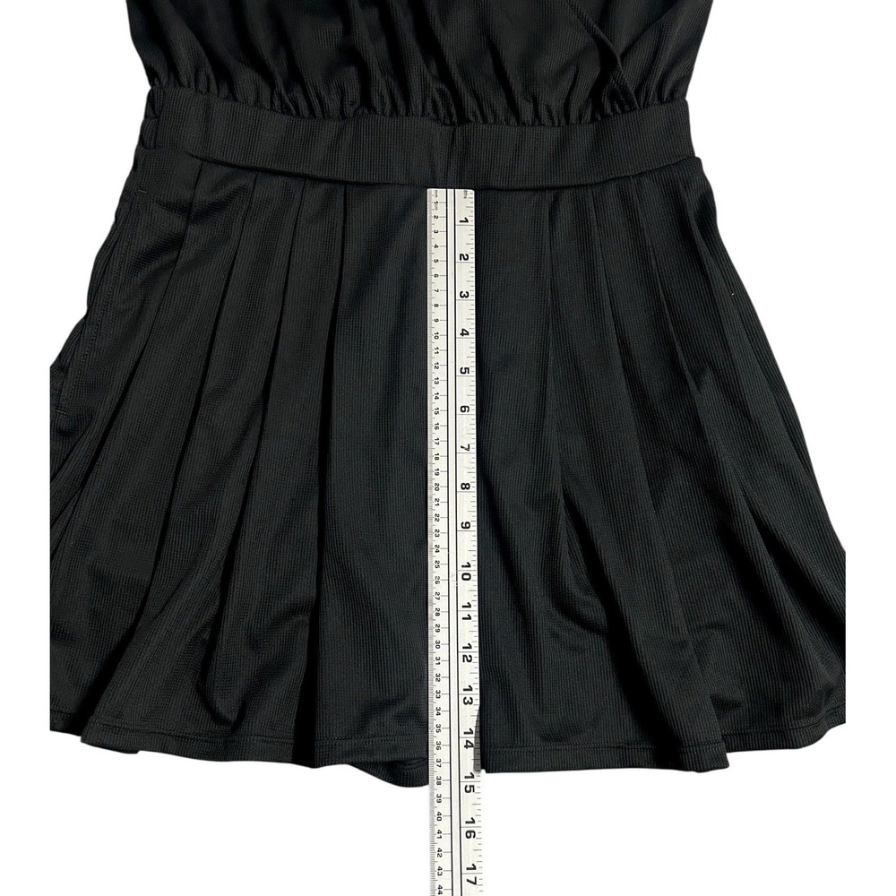 Halara V Neck Short Sleeve Pocket Waffle Casual Romper Black Medium NEW‎ - Picture 7 of 13